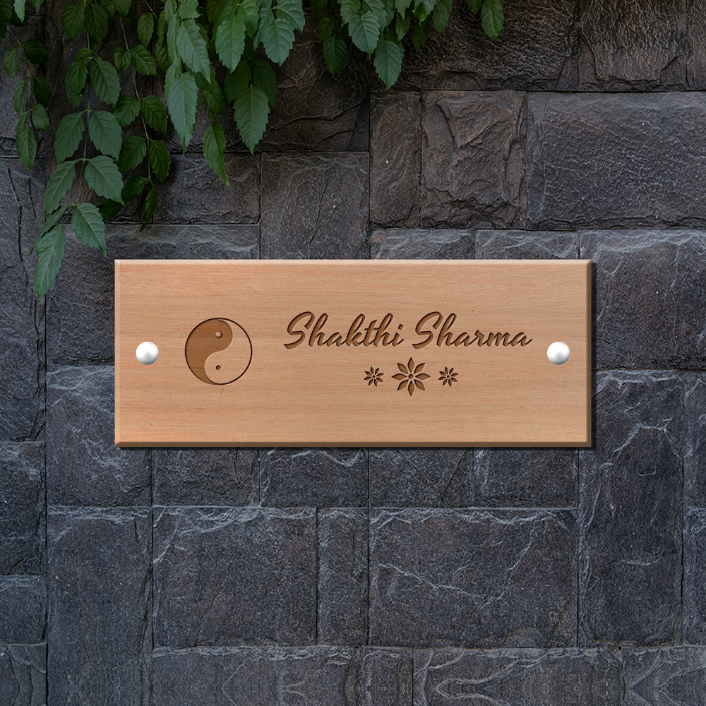 Engraved Wooden Name Plate - Chinese