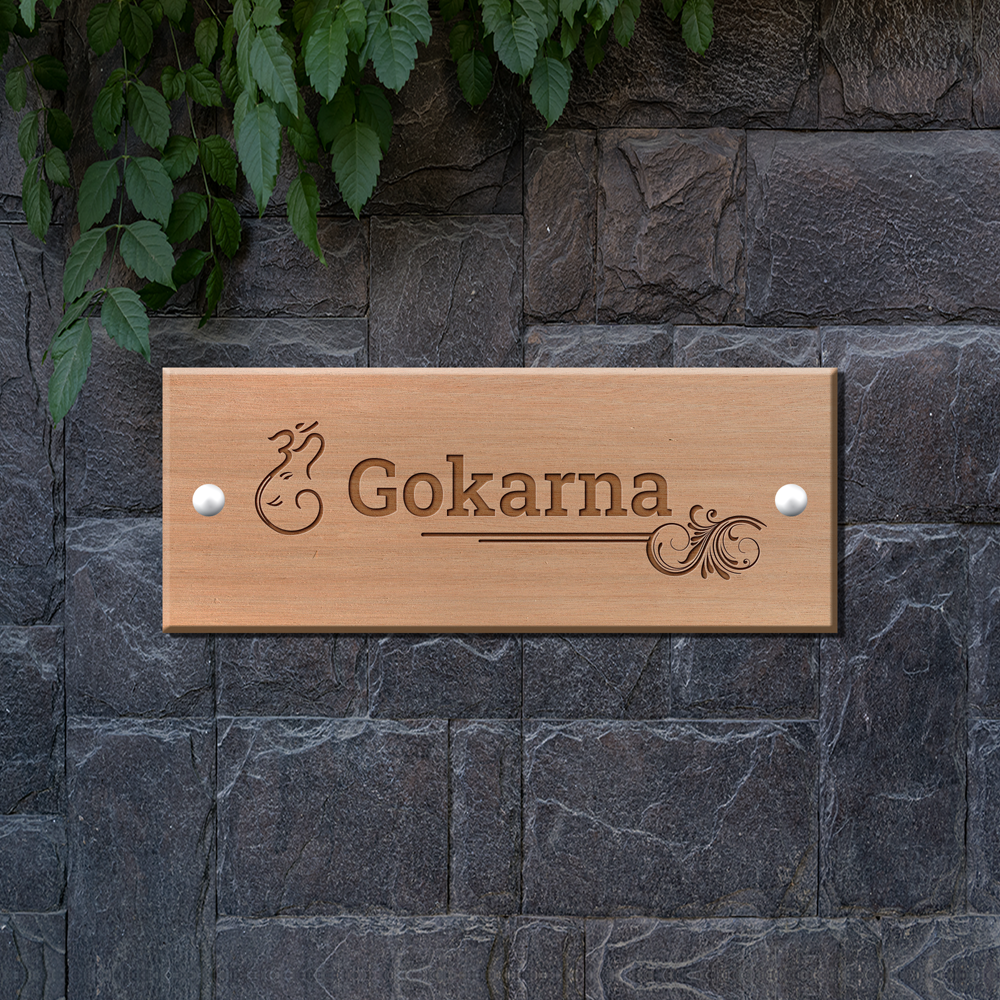 Engraved Wooden Name Plate - Om